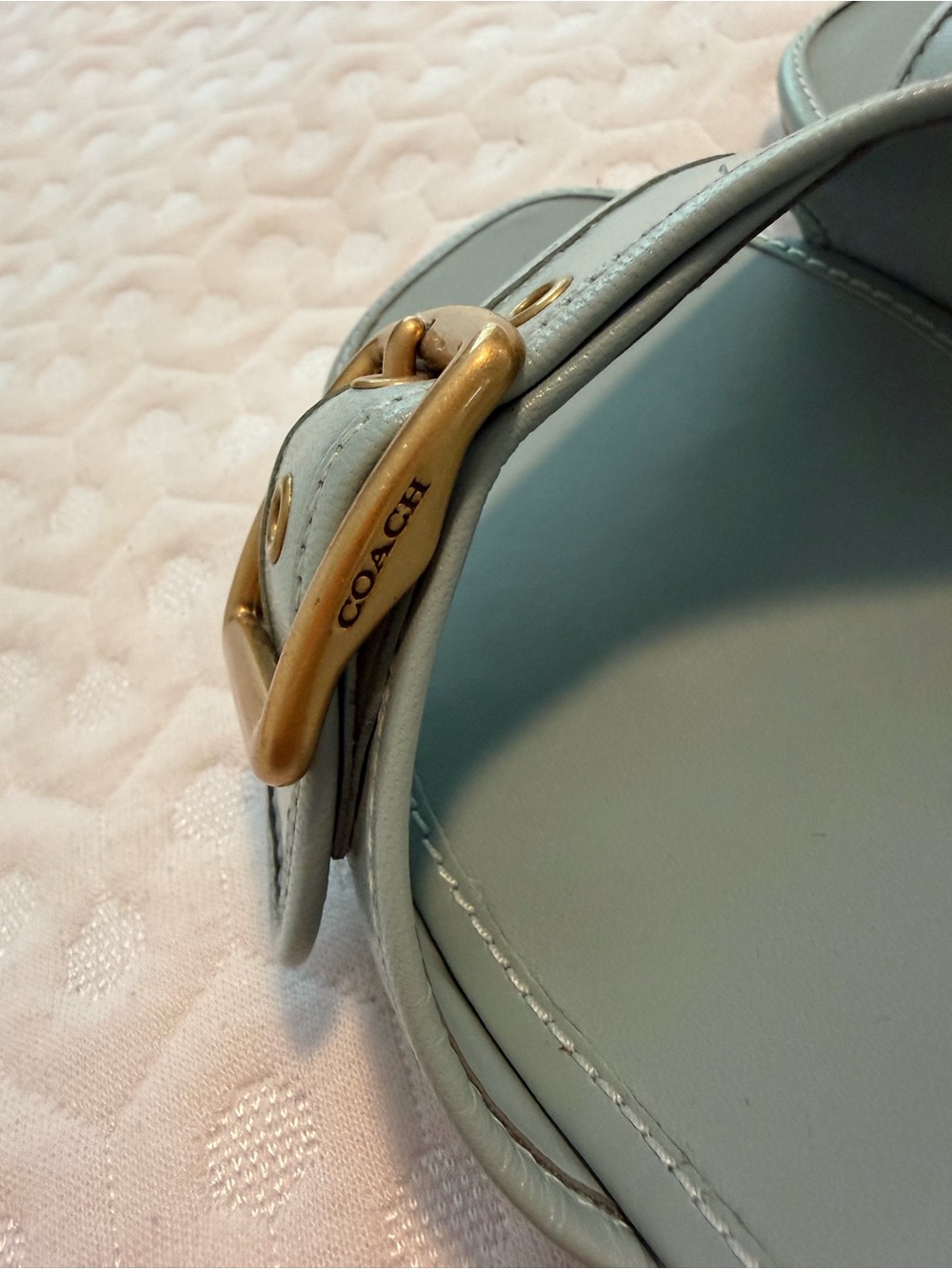Coach Light Blue Leather Buckle Mule Heels - Picture 6 of 8